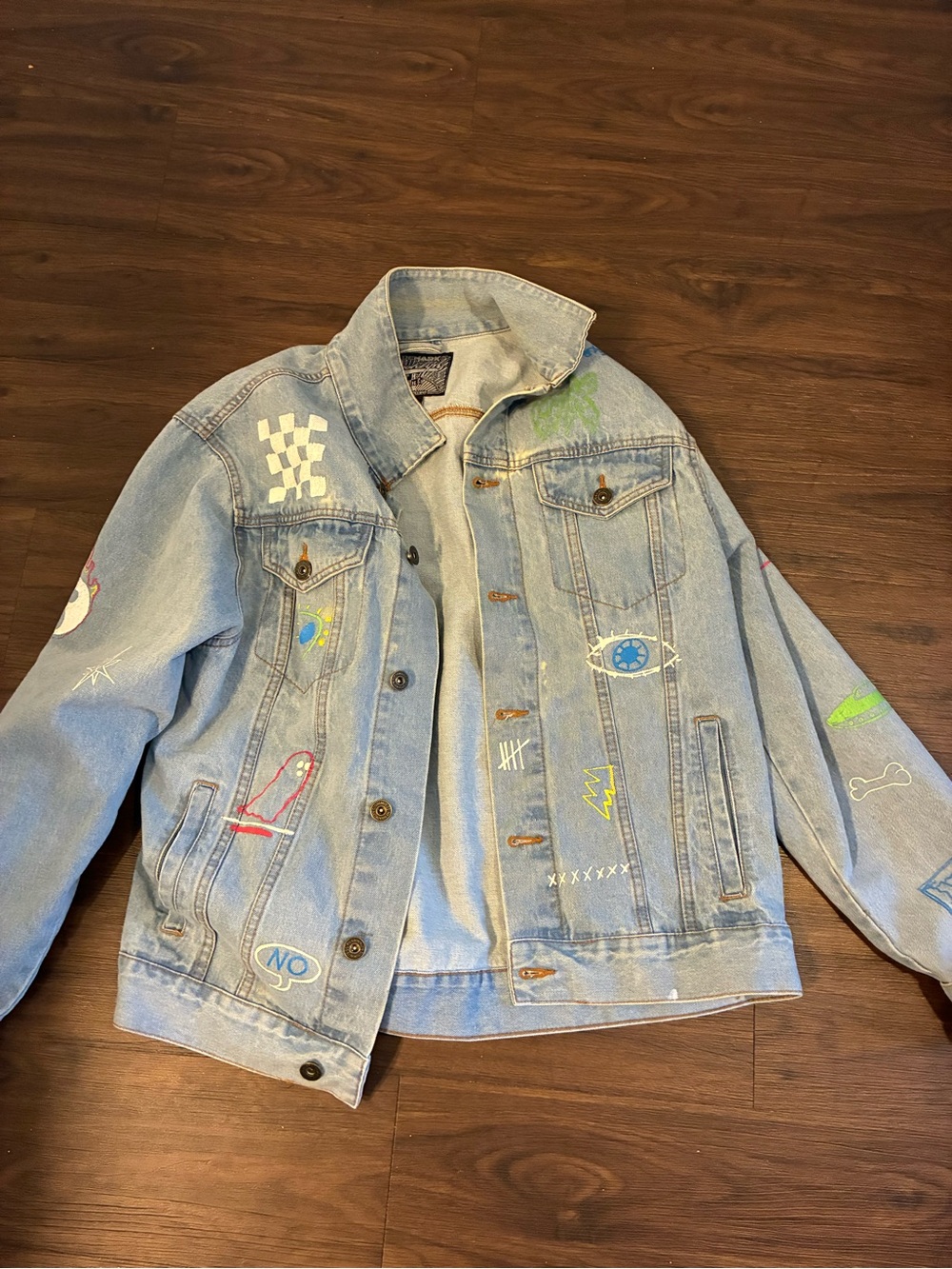 Brooklyn Cloth Light Blue Denim Jacket with Colorful Painted Accents
